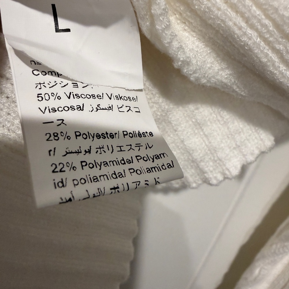 White Ribbed Button-Up Cardigan Top - Picture 8 of 8